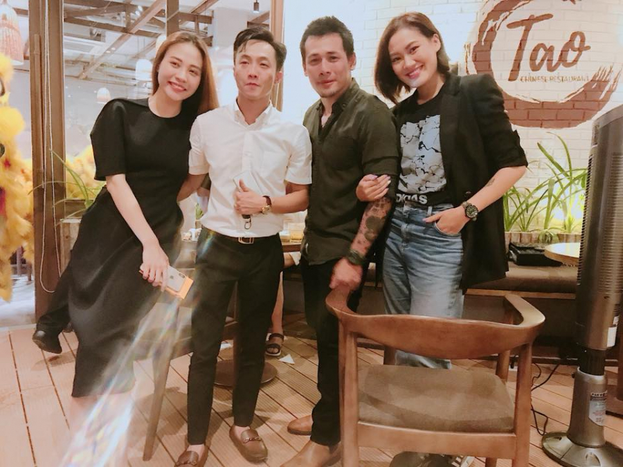 Đàm Thu Trang và Cường Đô La xuất hiện tình tứ với nhau trong buổi khai trương cửa hàng chung tối 27/10.