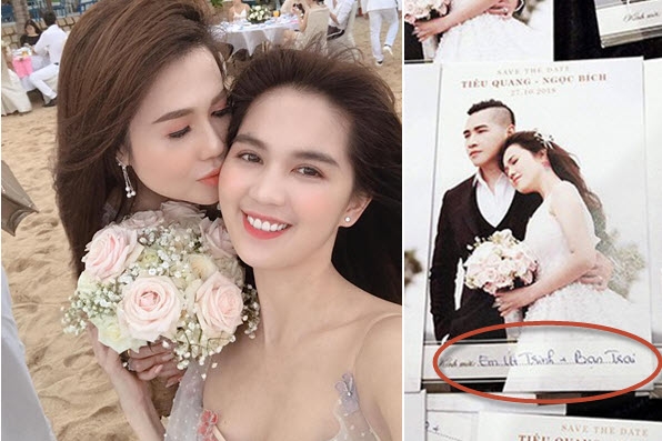 Tối 27/10, Quatrian shbet hiện đang mở Ngọc Bích và ca sĩ Tiêu Quang được tổ chức trong resort ở Nha Trang. Fan trông đợi bạn trai bí ẩn của Ngọc Trinh sẽ đến dự tiệc cưới Ngọc Bích song điều này không diễn ra. Có lẽ vì sợ lộ danh tính nên vị đại gia kia đã ở nhà. (Motthegioi)