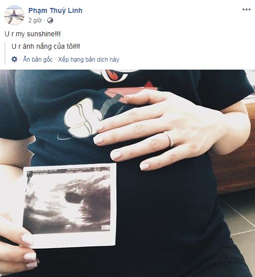 Phạm Thùy Linh khoe ảnh bụng bầu.