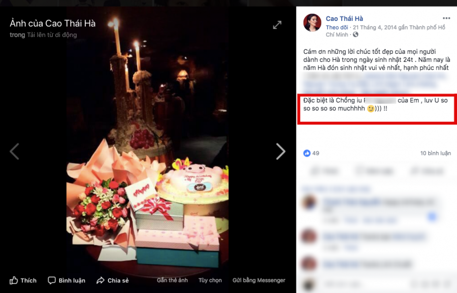 Cao Thái Hà đăng hình ngọt ngào bên người đàn ông mới đây xuất hiện trong ảnh của Minh Hằng. Và còn gọi người này là 