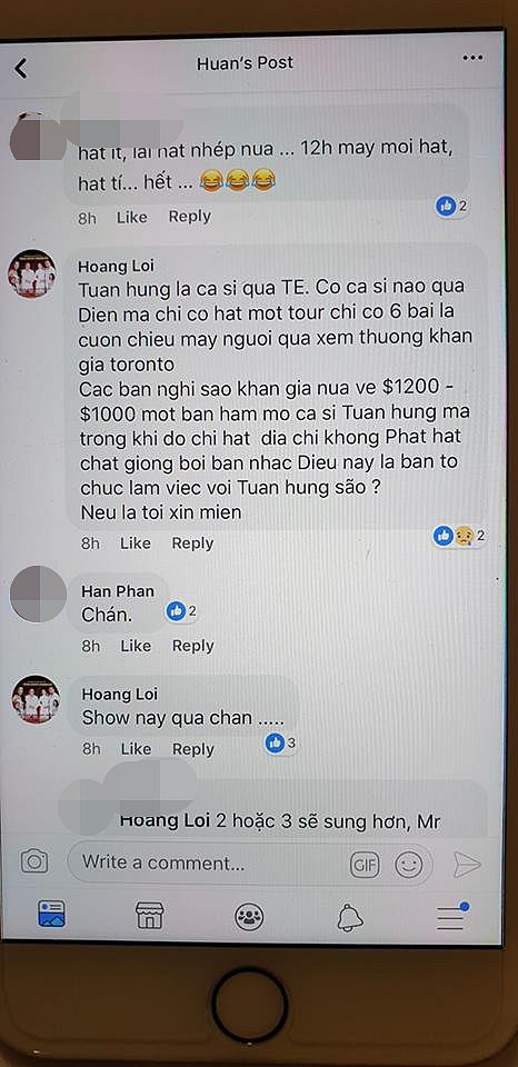 Tuấn Hưng bị bầu show tố không nhiệt tình với khán giả.