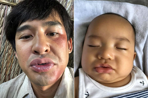 Thúy Diễm khoe biểu cảm giống nhau của Lương Thế Thành và con trai.