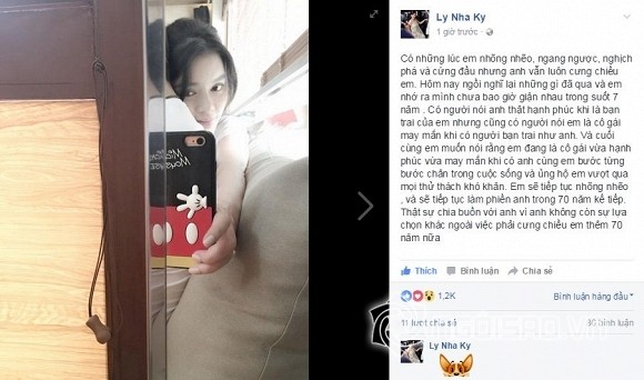 Lý Nhã Kỳ chia sẻ trạng thái hạnh phúc trong tình yêu nhưng giấu mặt bạn trai.