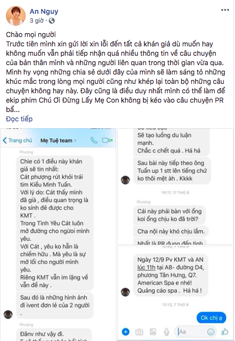 An Nguy tung đoạn tin nhắn trong group phim 