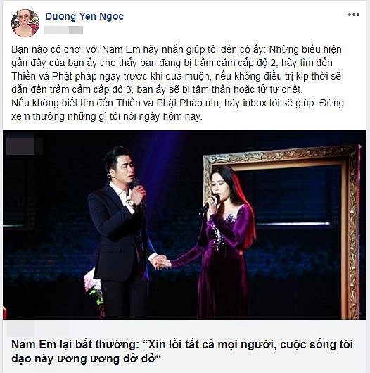 Dương Yến Ngọc nhận định Nam Em có nguy cơ bị tâm thần.