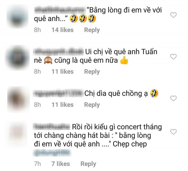 Thanh Hằng bị các fan trêu ghẹo đáng yêu rằng về quê nhà 