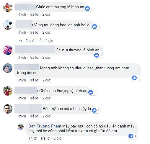 Người hâm mộ gửi lời chúc bình an cho nam ca sĩ.
