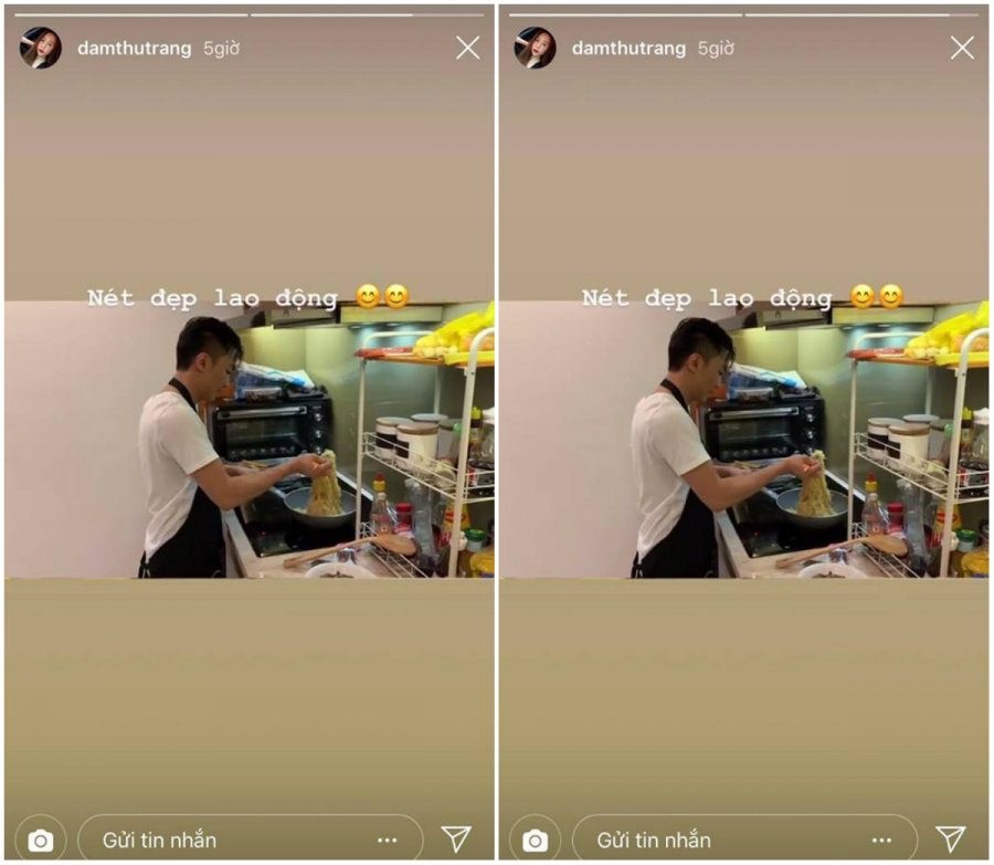 Mới đây, Đàm Thu Trang đã khiến dân tình bất ngờ khi đăng tải trên story instagram một đoạn clip ngắn ghi lại cảnh Cường Đô La đang vào bếp nấu ăn. Chia sẻ khoảnh khắc doanh nhân phố núi đeo tạp dề đứng nấu nướng, Đàm Thu Trang vui vẻ chú thích: “Nét đẹp lao động”. Qua đoạn clip ngắn được Đàm Thu Trang chia sẻ, có thể thấy khác với dáng vẻ một vị doanh nhân nghiêm túc thường thấy, Cường Đô La không ngại ngần đứng trong bếp mặc tạp dề nấu ăn cho người yêu. Có lẽ Cường Đô la đang học làm người đàn ông đảm đang của Shbet111 slot, casino, thể thao, xổ số. (SHBET)