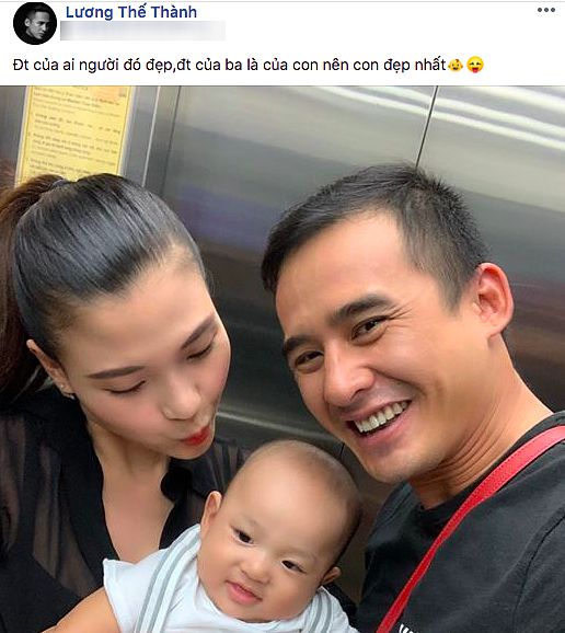 Thúy Diễm và Lương Thế Thành khá chăm chỉ khoe ảnh con trên mạng xã hội.