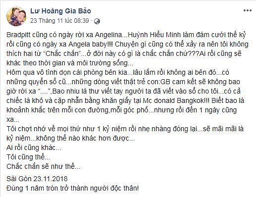 Những trạng thái đầy tâm sự gần đây của nam diễn viên.
