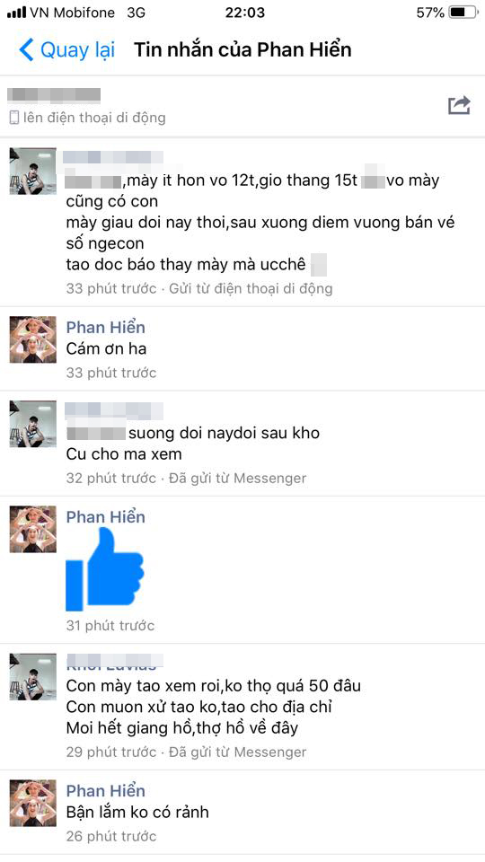 Phan Hiển bình thản đáp lại lời của anti fan.