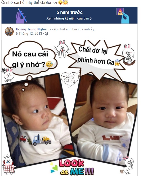 MC Trung Nghĩa chia sẻ lại ảnh kỉ niệm của 2 con với MC Hoàng Linh cách đây 5 năm.