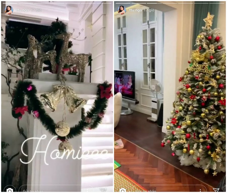 Á hậu Thanh Tú khoe không khí Noel ở nhà chồng đại gia.