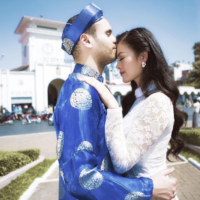 Xuân Thùy kết hôn với ông xã Thụy Sĩ năm 2014.
