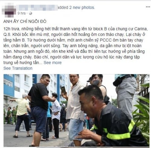 “Anh ấy chỉ ngồi đó” - câu chuyện khiến hàng nghìn người xúc động sau vụ cháy kinh hoàng ở chung cư Carina.