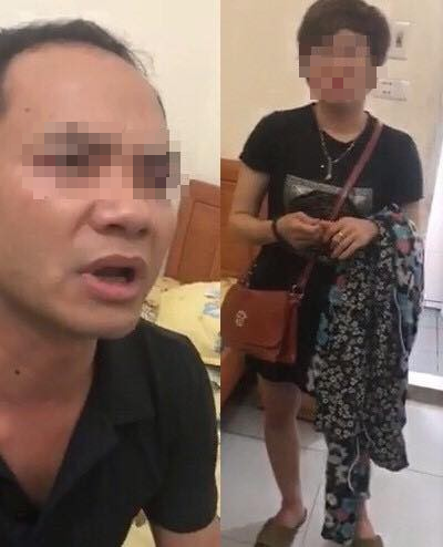Đôi nam nữ bị bắt quả tang trong nhà nghỉ. 