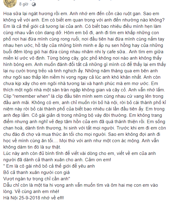 Bức thư người chồng gửi cho vợ trong giờ phút tuyệt vọng nhất.  