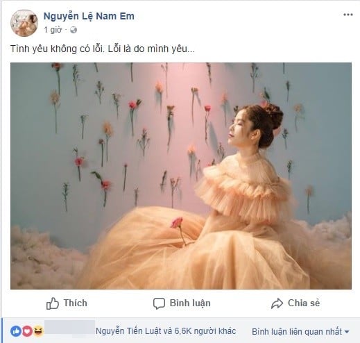 Dòng trạng thái của Nam Em trên trang cá nhân