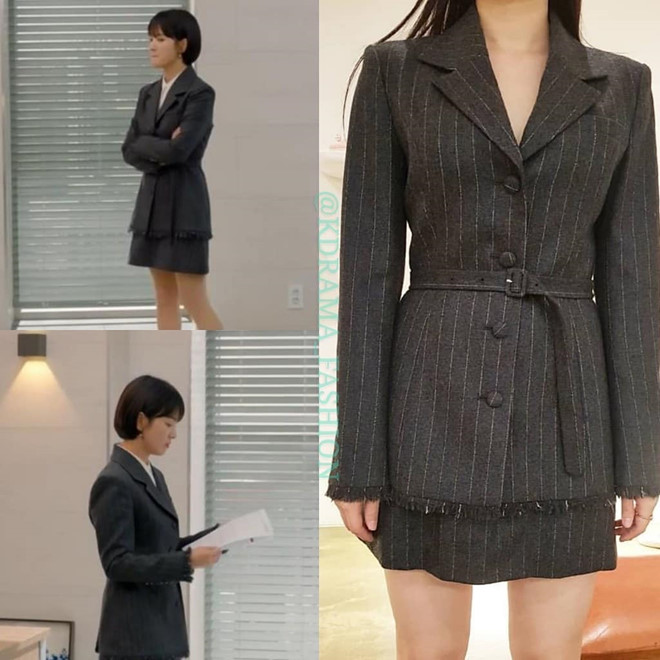 Người đẹp thể hiện quyền lực trong những bộ suit độn vai nam tính. Set đồ nằm trong bộ sưu tập xuân hè 2019 của nhãn hiệu Bride And You. 
