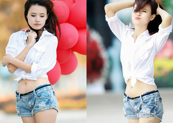 Mix sơ mi buộc vạt 