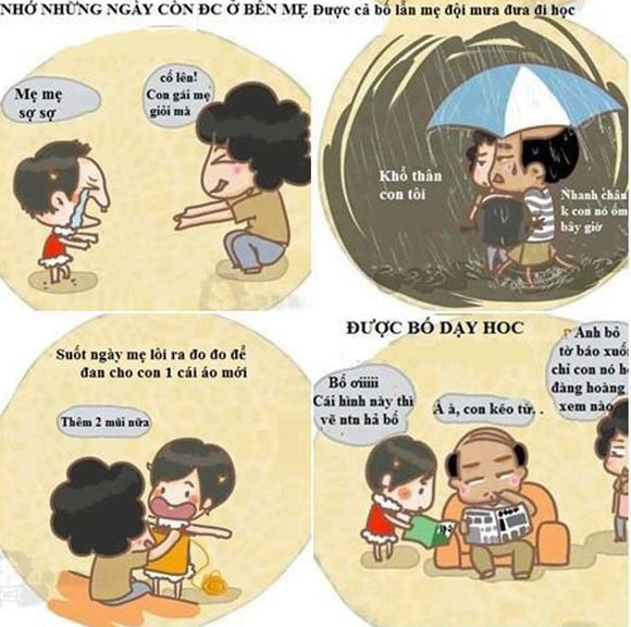Sự khác nhau hóm hỉnh giữa bố và mẹ