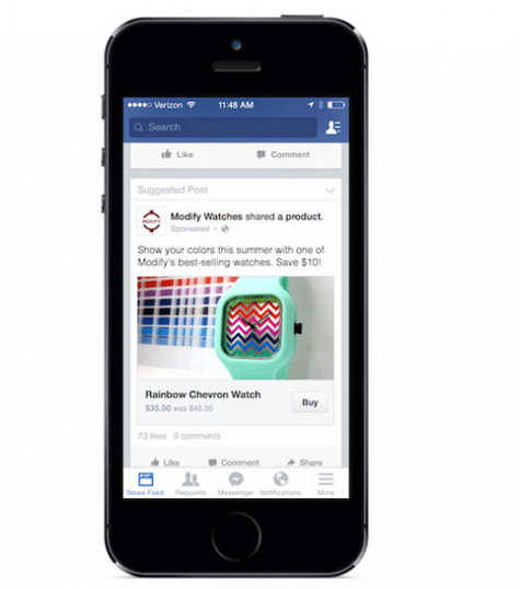 Facebook thử nghiệm nút buy