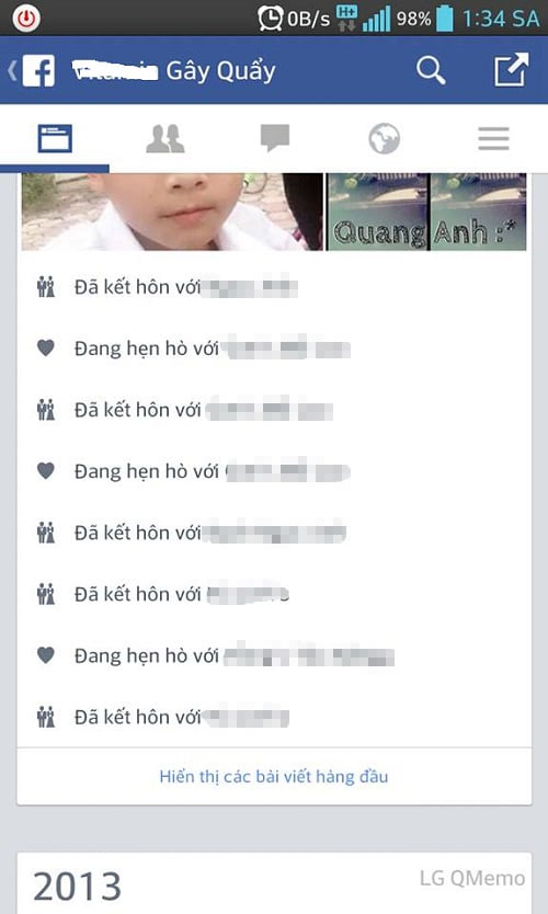 khoe chiến tích trên facebook