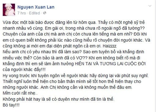 xuân lan có con với người có vợ