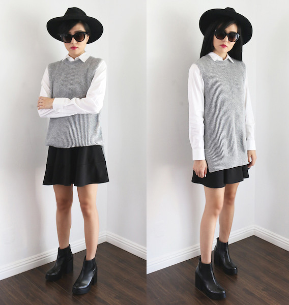 áo len mix cùng chân váy da