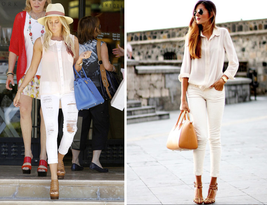 đùi to có được mặc jeans trắng
