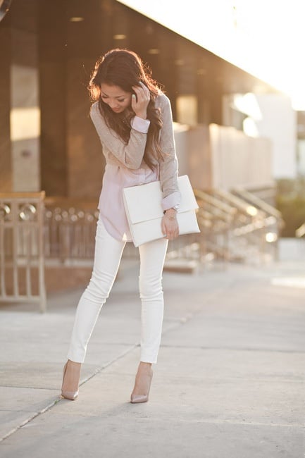 đùi to có được mặc jeans trắng
