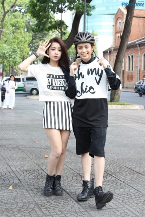 thời trang đôi của chi pu và gil lê