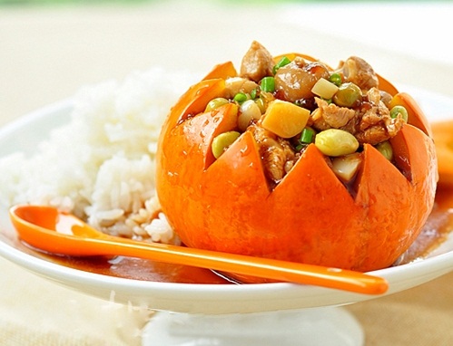 gà hấp bí ngô