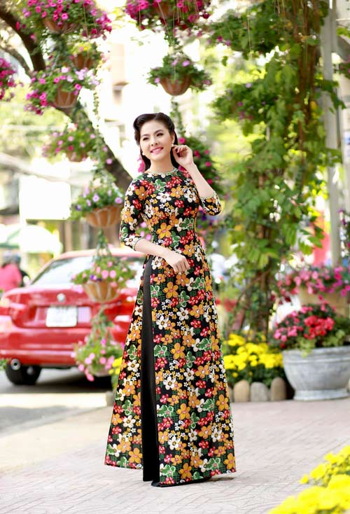 áo dài hoa đồng nội kín thân