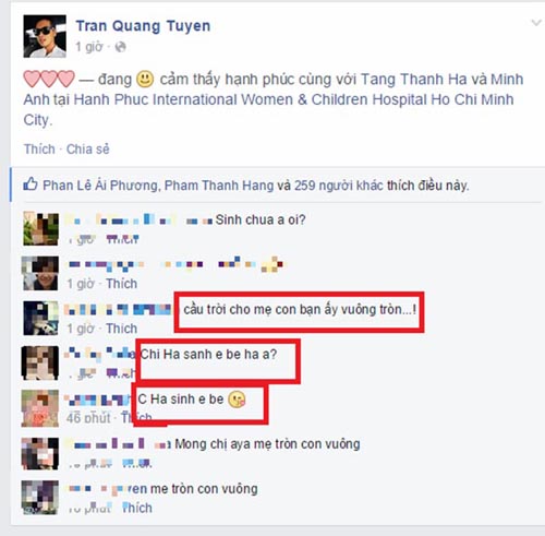 tang thanh ha xuat hien truoc loi don sinh con