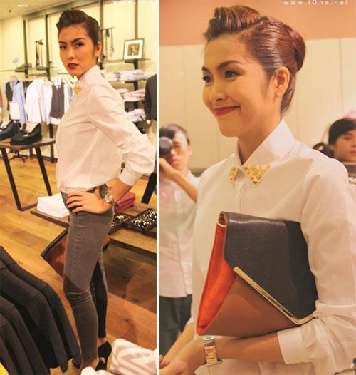 mix quan jeans va so mi trang thu hut nhu cac my nhan Viet