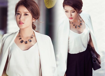Huyền My xinh tươi với váy ngắn, áo dây xuống phố