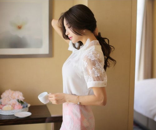 Sơ mi phối voan, ren dịu dàng chưa bao giờ hết hot