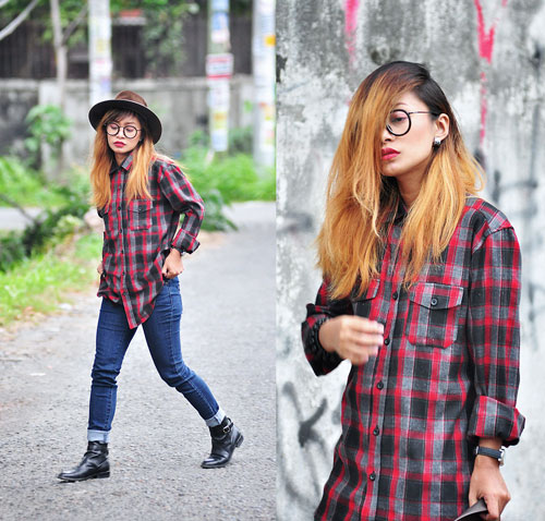 Cực chất với bộ đôi áo kẻ caro và quần jeans cá tính