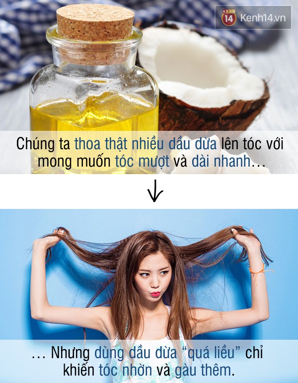 dùng dầu dừa sai cách 
