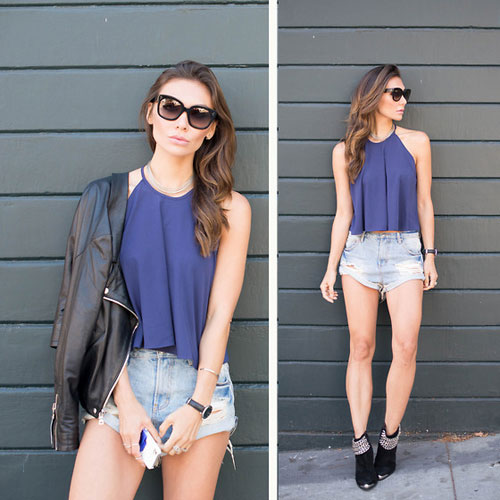 Cách phối đồ đẹp với quần short jeans cho cô nàng năng động