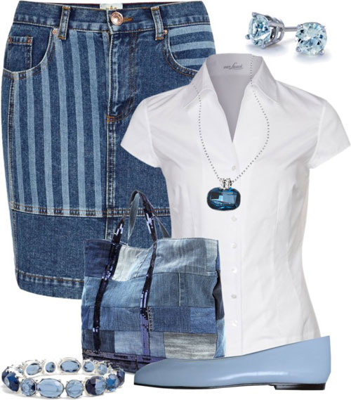 Thu phong cách với style trang phục denim chắp vá