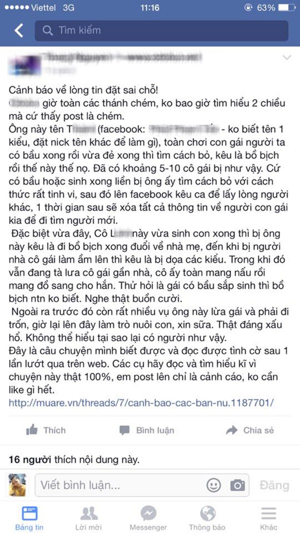 Ông bố xin sữa cho con trên mạng xã hội bị 