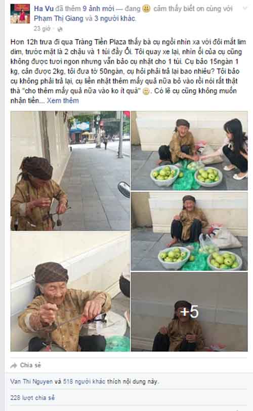 Nể phục câu chuyện cụ bà 90 tuổi bán ổi giữa phố Hà Nội
