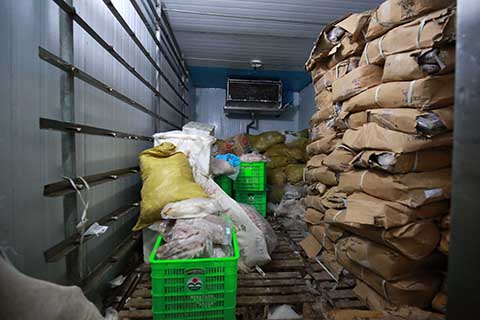Phát hiện kho lạnh chứa 1 tấn chân gà, tim lợn hôi thối