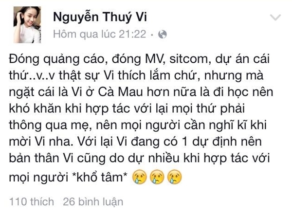 Thúy Vi “đắt” quảng cáo sau scandal với hôn phu Midua Thúy Vi chia sẻ trên trang cá nhân