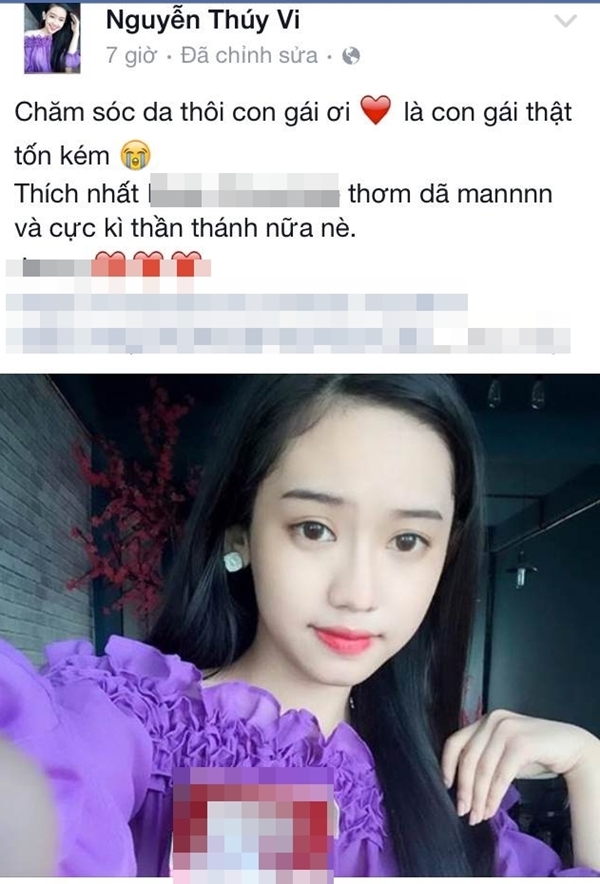 Thúy Vi “đắt” quảng cáo sau scandal với hôn phu Midua Thúy vi quảng cáo trên trang cá nhân