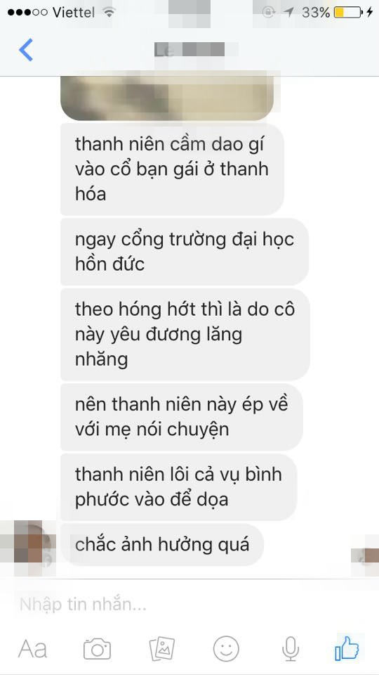 Thanh niên cầm dao dọa giết bạn gái như vụ Bình Phước
