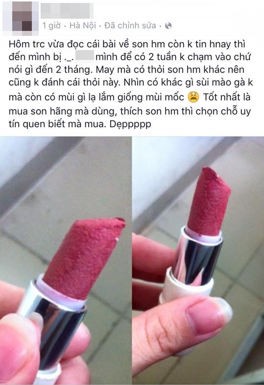 Chị em tá hỏa khi phát hiện son handmade nổi sần sùi, ẩm mốc 