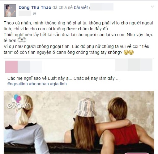 Hoa hậu Đặng Thu Thảo hiến kế xử lý người ngoại tình